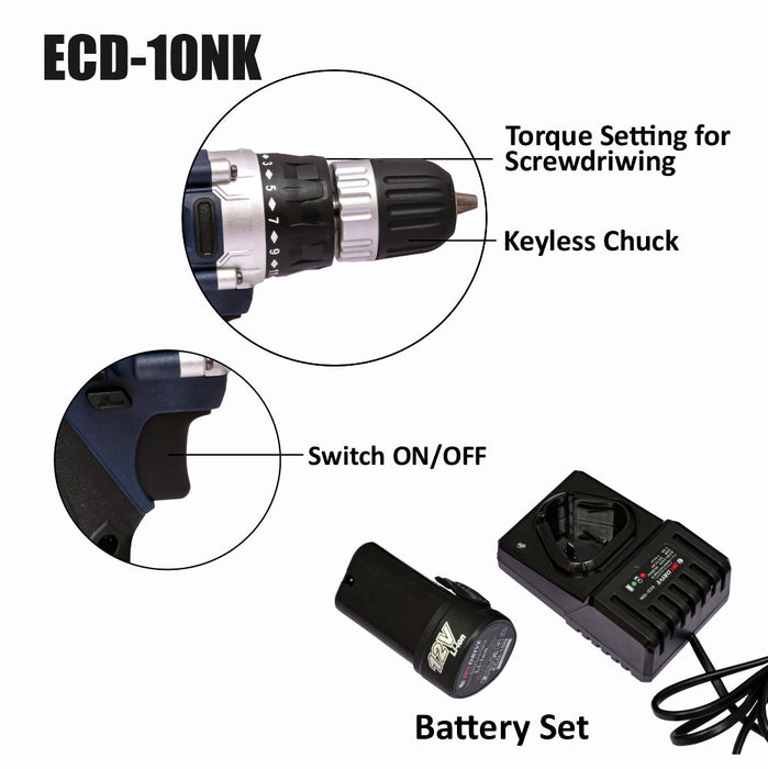JRSDRIVE Kit of Cordless Drill ECD-10NK Eastman Cast & Forge Ltd