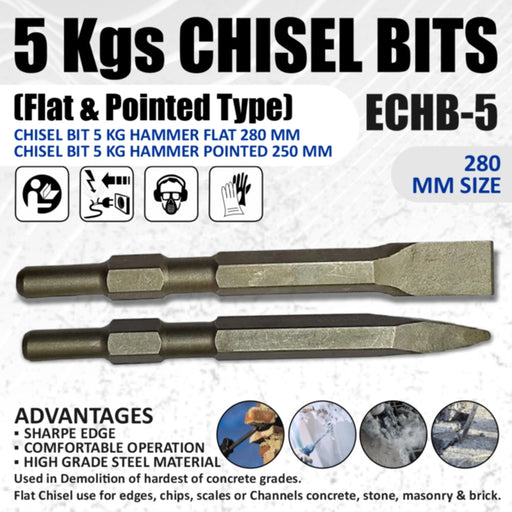 Eastman  Chisel Bits 5KG Hammer  (Flat & Pointed Type) ECHB-5 Eastman Cast & Forge Ltd