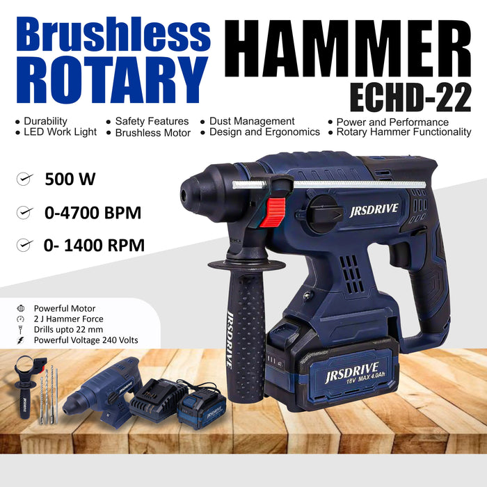 JRSDRIVE Cordless Brushless Rotary Hammer Drill Machine-22mm ECHD-22 Eastman Cast & Forge Ltd (GT Raod - Ludhiana)