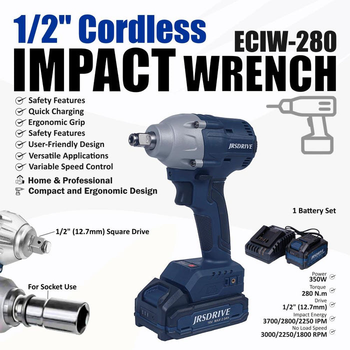 JRSDRIVE  1/2" Cordless Impact Wrench-280Nm, ECIW-280 Eastman Cast & Forge Ltd (GT Raod - Ludhiana)