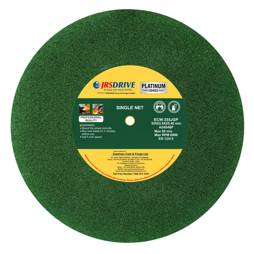 Cutting Wheel 355mm Green (2.8mm) Single Net Jrsdrive - Platinum Series Eastman Cast & Forge Ltd