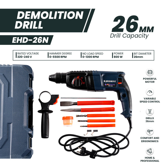 JRSDRIVE Hammer Drill 800W Power| bit diameter 26mm || EHD-26N Eastman Cast & Forge Ltd