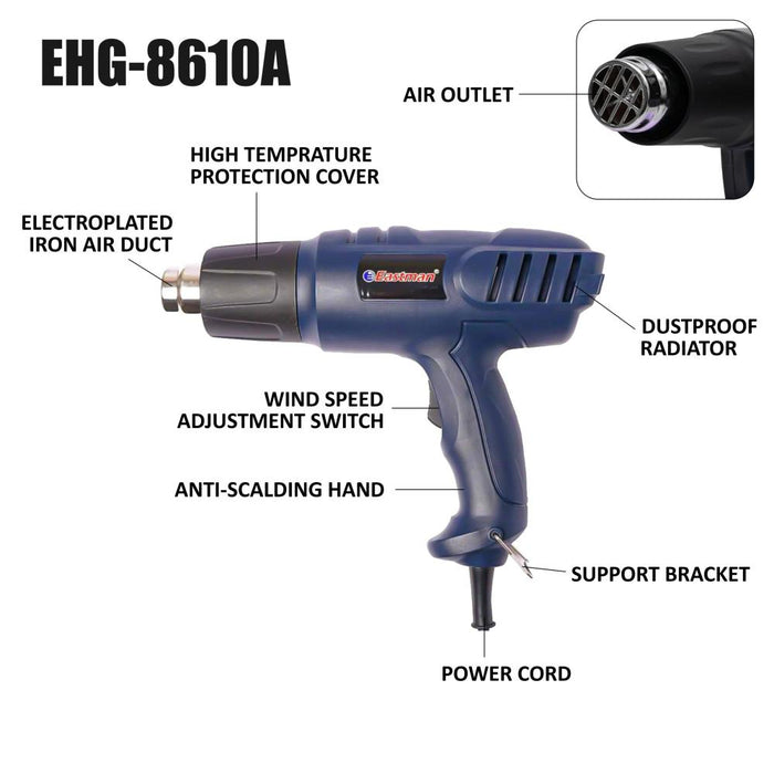JRSDRIVE High Protection Cover Heat Gun  Light Weight EHG-8610A Eastman Cast & Forge Ltd (GT Raod - Ludhiana)