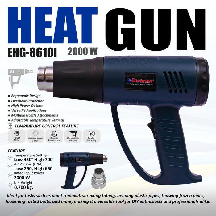 JRSDRIVE Heat Gun Lightweight High-Temperature Performance EHG-8610I Eastman Cast & Forge Ltd (GT Raod - Ludhiana)