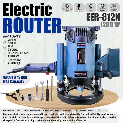 JRSDRIVE Electric Router Machine, 230V,Speed21000/Min,1200W, EER-812N Eastman Cast & Forge Ltd (GT Raod - Ludhiana)