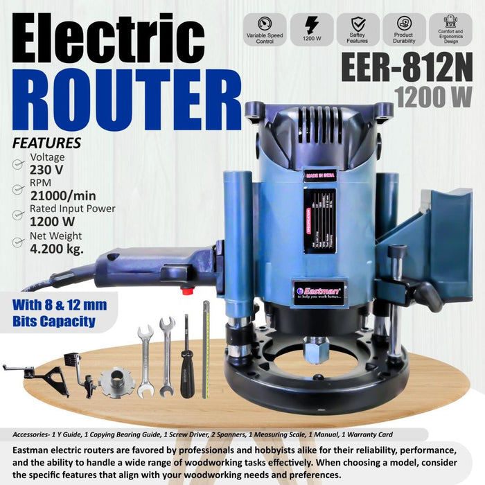 JRSDRIVE Electric Router Machine, 230V,Speed21000/Min,1200W, EER-812N Eastman Cast & Forge Ltd (GT Raod - Ludhiana)