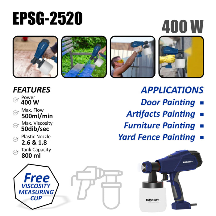 JRSDRIVE Electric Paint Spray Gun| EPSG-2520 Eastman Cast & Forge Ltd