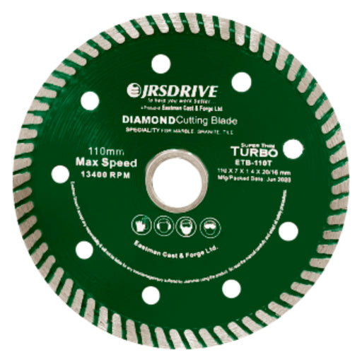 Diamond Saw Blade Turbo 110x7x16/20mm Eastman Cast & Forge Ltd