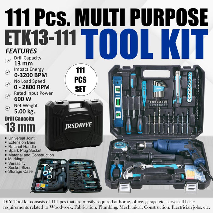 JRSDRIVE 111 Pc Tool Kit, 3200 Bpm ,Speed 2800Rpm, 600W ,ETK-13 Eastman Cast & Forge Ltd (GT Raod - Ludhiana)