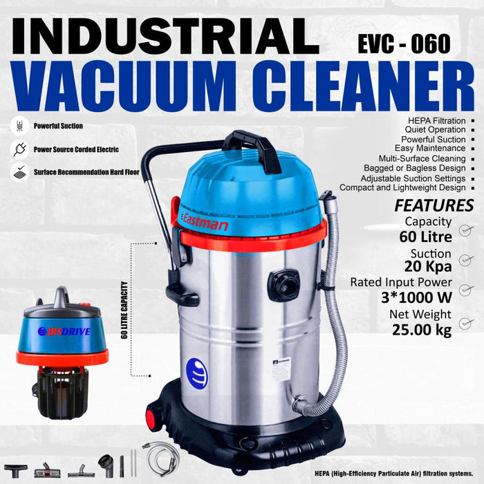 JRSDRIVE Vacuum Cleaner ,20 Kpa ,3X1000 W ,60 Littre (EVC-60) Eastman Cast & Forge Ltd (GT Raod - Ludhiana)