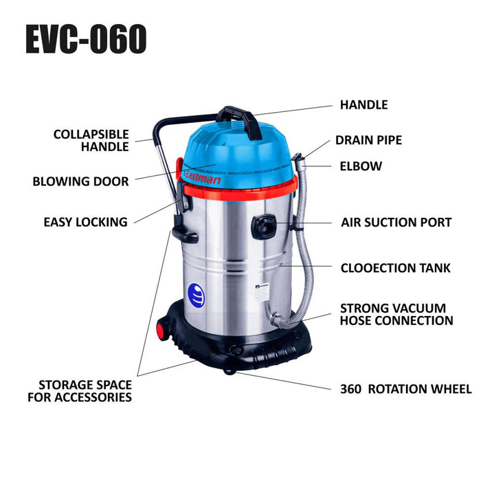 JRSDRIVE Vacuum Cleaner ,20 Kpa ,3X1000 W ,60 Littre (EVC-60) Eastman Cast & Forge Ltd (GT Raod - Ludhiana)