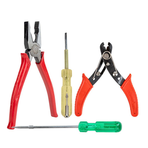 Eastman Tool Kit Set | Combo Pack of 4 | Combination Plier 1Pcs 8/200 Mm, Wire Stripper 1Pcs 130Mm,Screw Drivers- Two in One 1Pcs, Screw Drivers- With Neon Bulb(500V) 1Pcs (Set of 4 pcs Tool kit) Eastman Cast & Forge Ltd