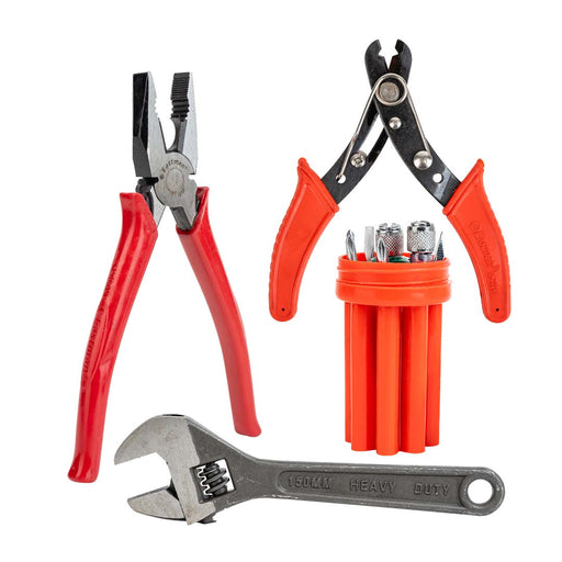 Eastman Tool Kit Set | Combo Pack of 4 | Adjustable Wrenches 1Pcs 6/150 Mm, Combination Plier 1Pcs 8/200 Mm and Screwdrivers Set Of 9 Pcs,Wire Stripper 1Pcs 130Mm(Set of 12 pcs Tool kit) Eastman Cast & Forge Ltd