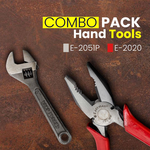 Eastman Tool Kit Set | Combo Pack of 2 | Adjustable Wrenches 1Pcs 6/150 Mm, Combination Plier 1Pcs 8/200 Mm (Set of 2 pcs Tool kit) Eastman Cast & Forge Ltd