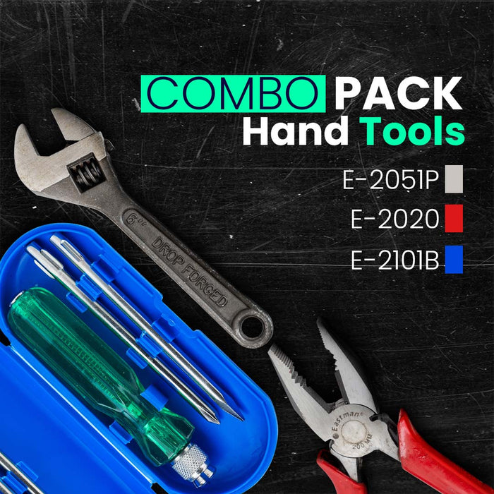 Eastman Tool Kit Set | Combo Pack of 3 | Adjustable Wrenches 1Pcs 6/150 Mm, Combination Plier 1Pcs 6 Inch /150 Mm and Screwdrivers Set Of 6 Pcs,(Set of 8 pcs Tool kit) Eastman Cast & Forge Ltd