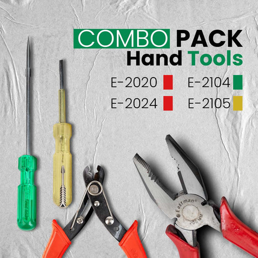 Eastman Tool Kit Set | Combo Pack of 4 | Combination Plier 1Pcs 8/200 Mm, Wire Stripper 1Pcs 130Mm,Screw Drivers- Two in One 1Pcs, Screw Drivers- With Neon Bulb(500V) 1Pcs (Set of 4 pcs Tool kit) Eastman Cast & Forge Ltd