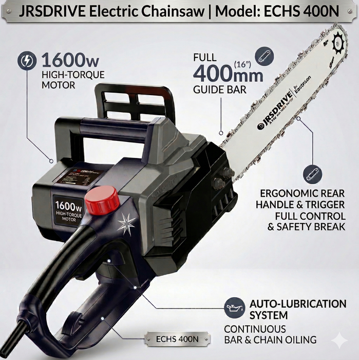 JRSDRIVE  ECHS 400N Electric Chain Saw | 1600W High-Efficiency Motor • Rapid 600m/min Cutting Speed