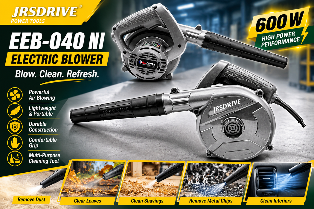 JRSDRIVE EEB-040 NI 600W Electric Blower for Home & Professional Use - Variable Speed, 1.65kg Lightweight, Safety Features Included