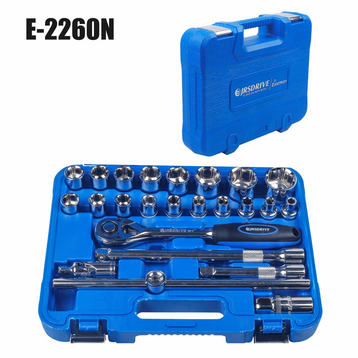 Eastman Chrome Vanadium Steel Square Drive Socket Set  24 Pcs E-624N Eastman Cast & Forge Ltd (GT Raod - Ludhiana)