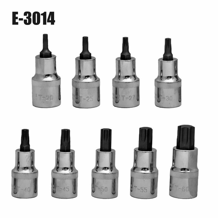 CASOMAN 25 Piece Torx Bit Socket And External Socket Set 13 Star Socket Bits T8 T60 12 Female E Torx Sockets E4 E22