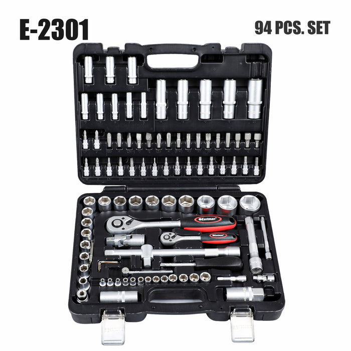 Eastman 1/2" And 1/4" SQDrive Socket Set , 94 Pcs Set E-2301