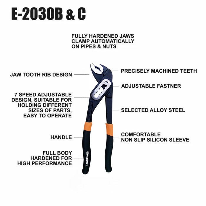 Water Pump Plier Box Joint CRV Steel Without Sleeve – 10 Inch (250mm), 420g | SKU-2030 A & D