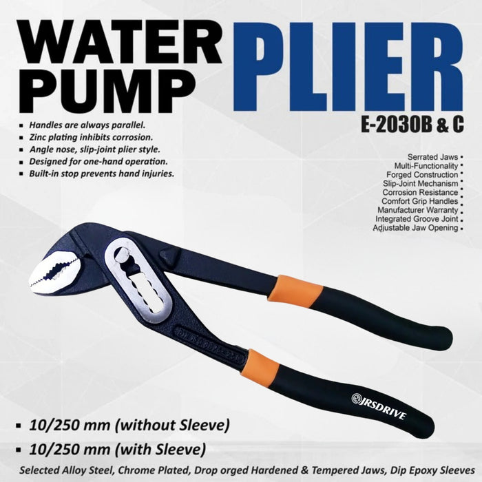 Water Pump Plier Box Joint CRV Steel Without Sleeve – 10 Inch (250mm), 420g | SKU-2030 A & D