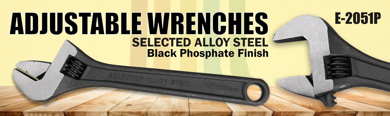 Eastman Adjustable Wrench | Alloy Steel, Fully Hardened & Tempered | 6–15 Inch Sizes – SKU-2051P