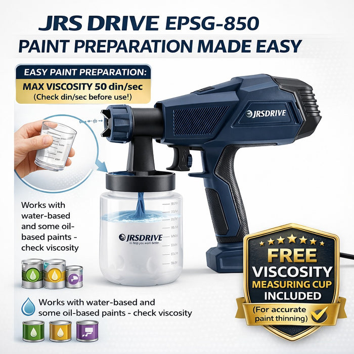 JRSDRIV Electric Paint Spray Gun 400W, 800ml Tank Capacity with Adjustable Flow Control, 3 Spray Patterns, and 2.6mm Nozzle for DIY Furniture, Walls, and Automotive Painting. EPSG-850