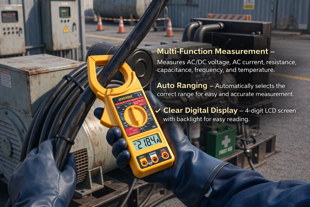 JRSDRIVE Digital Clamp Meter, AC Current Tester, EDCM-266