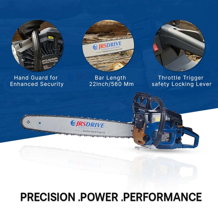 JRSDRIVE GASOLINE CHAIN SAW 58CC DOUBLE SPRING WITH OIL PUMP ECONOMY