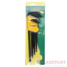 Eastman Star Allen Key Set, Xtra Long, CRV, Champhered Heads, Black Finish, Set Of 09 Pcs, Size:- T10 To T50, EAK-2406-XL